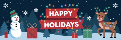 Happy Holidays Greeting Card with Snowman and Reindeer