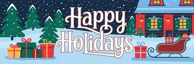 Happy Holidays Greeting Card With Sleigh And Gifts