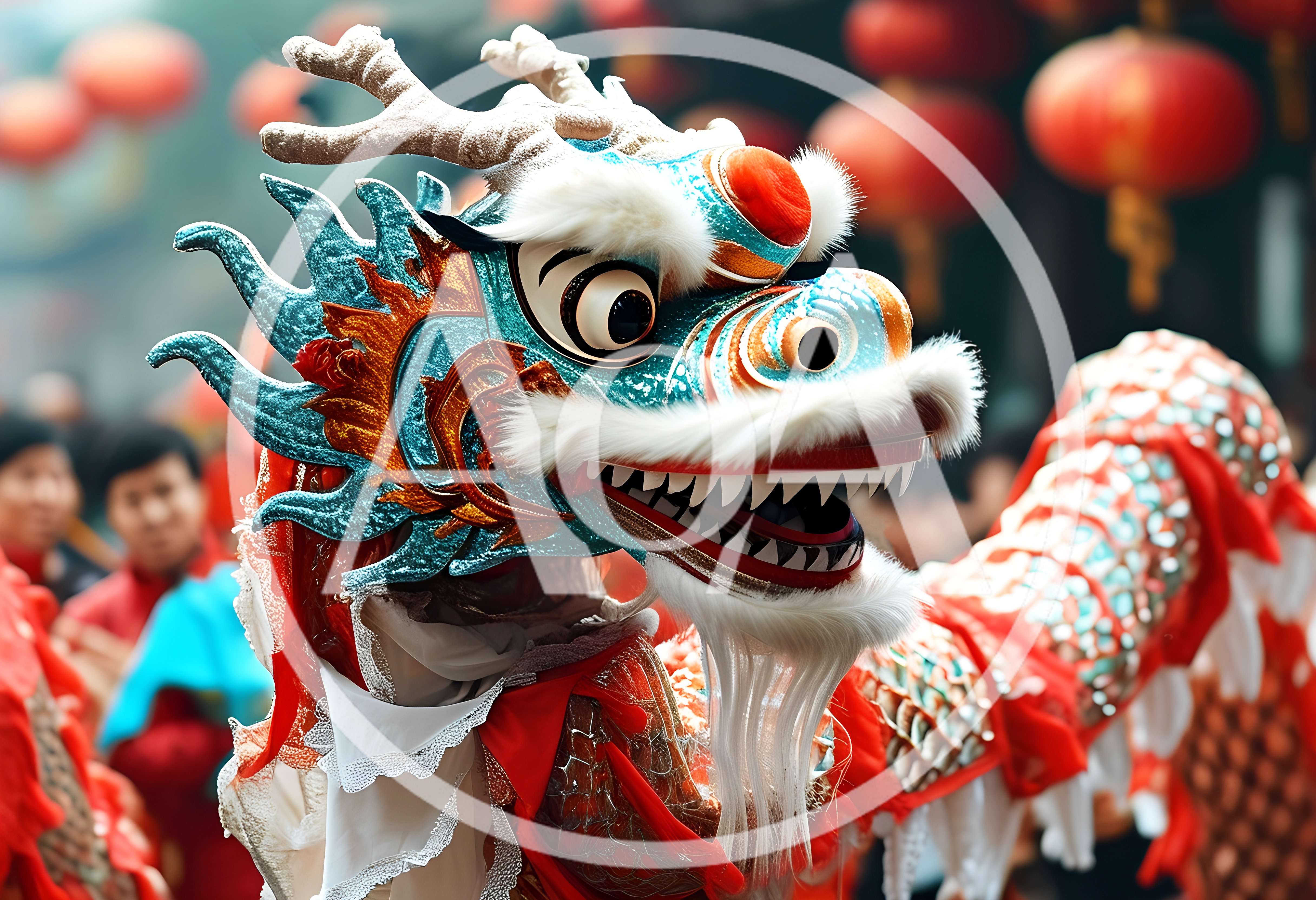 Traditional Chinese Dragon Dance Performance During Lunar New Year