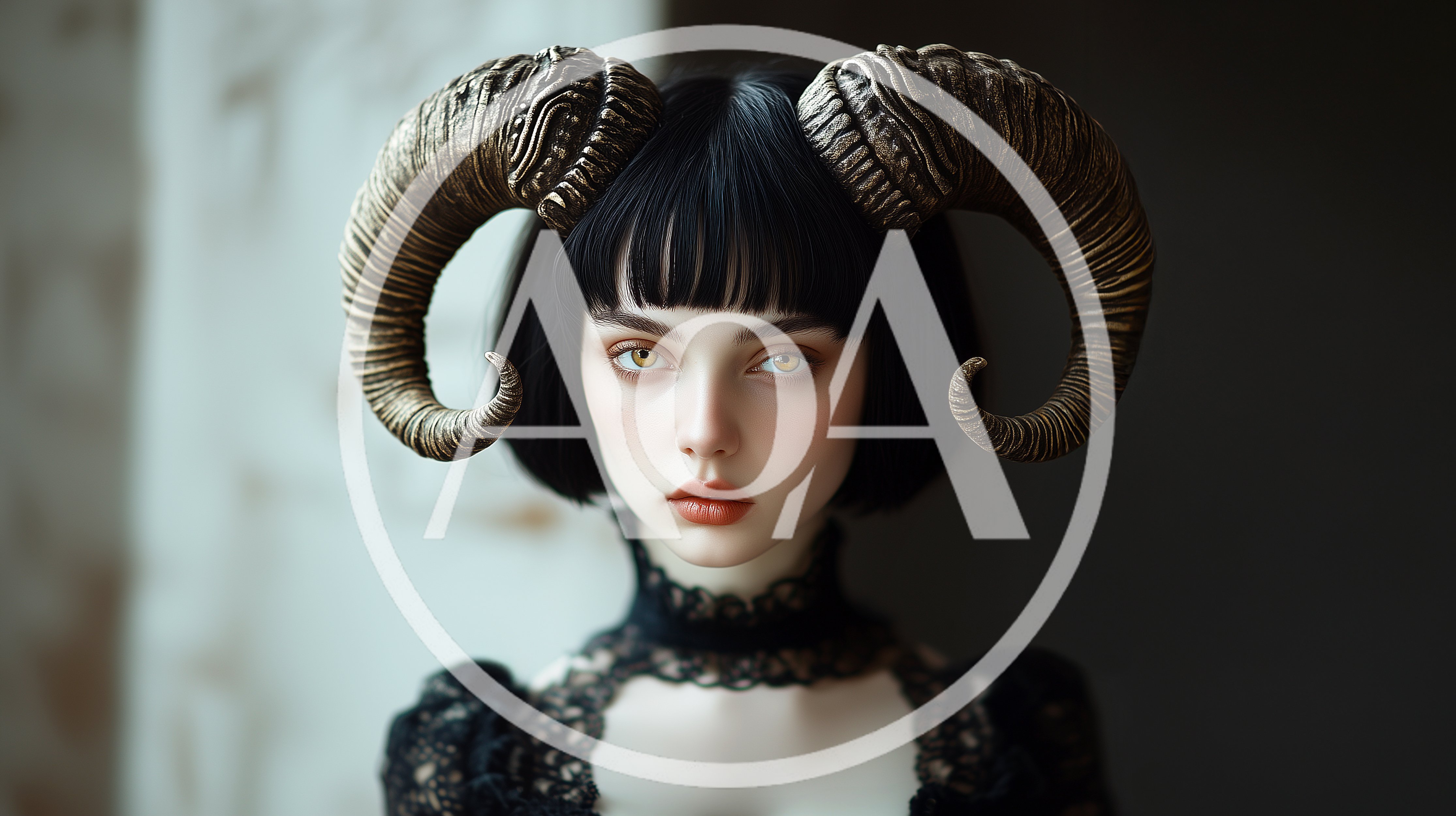 Portrait Of A Fantasy Woman With Ram Horns