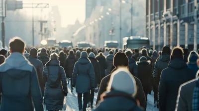 Crowd Of People Walking On City Street