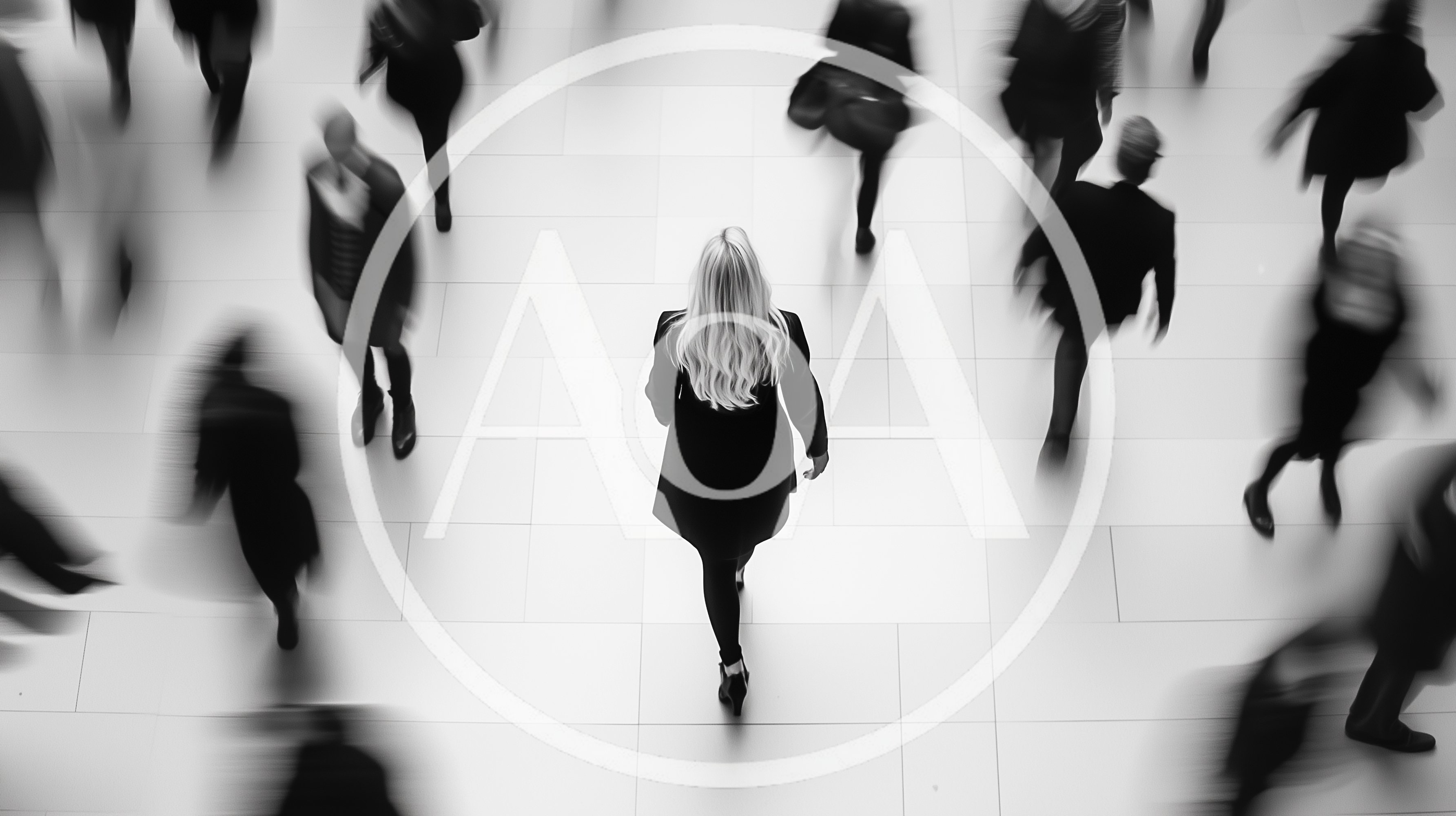 Woman Walking Through A Busy Crowded Train Station