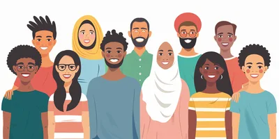 Diverse Group Of Smiling People Standing Together