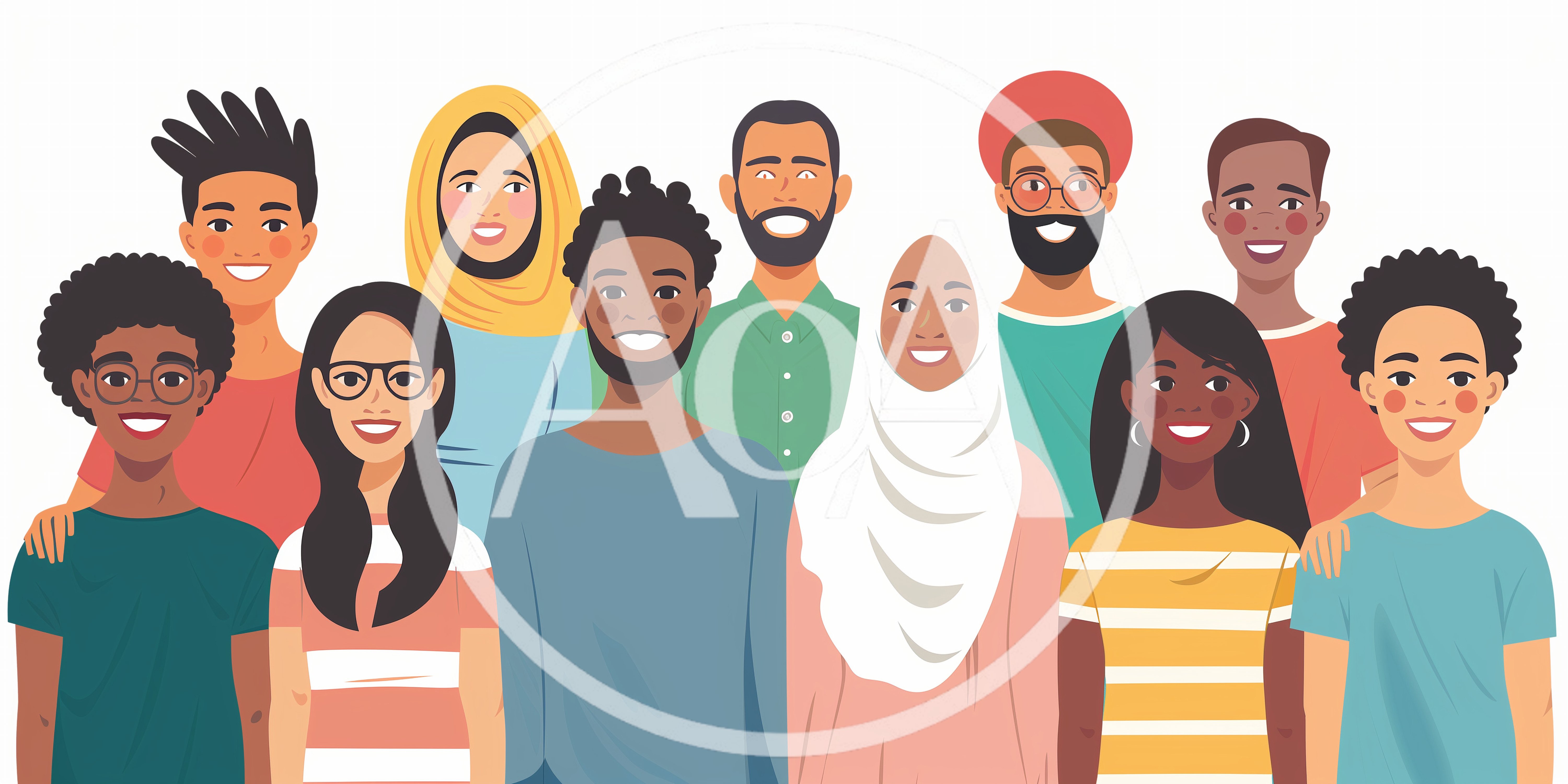Diverse Group Of Smiling People Standing Together