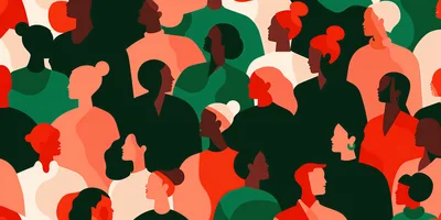 Diverse Group Of People In Flat Illustration Style