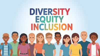 Diverse Group Of People Standing Together Under Diversity Text