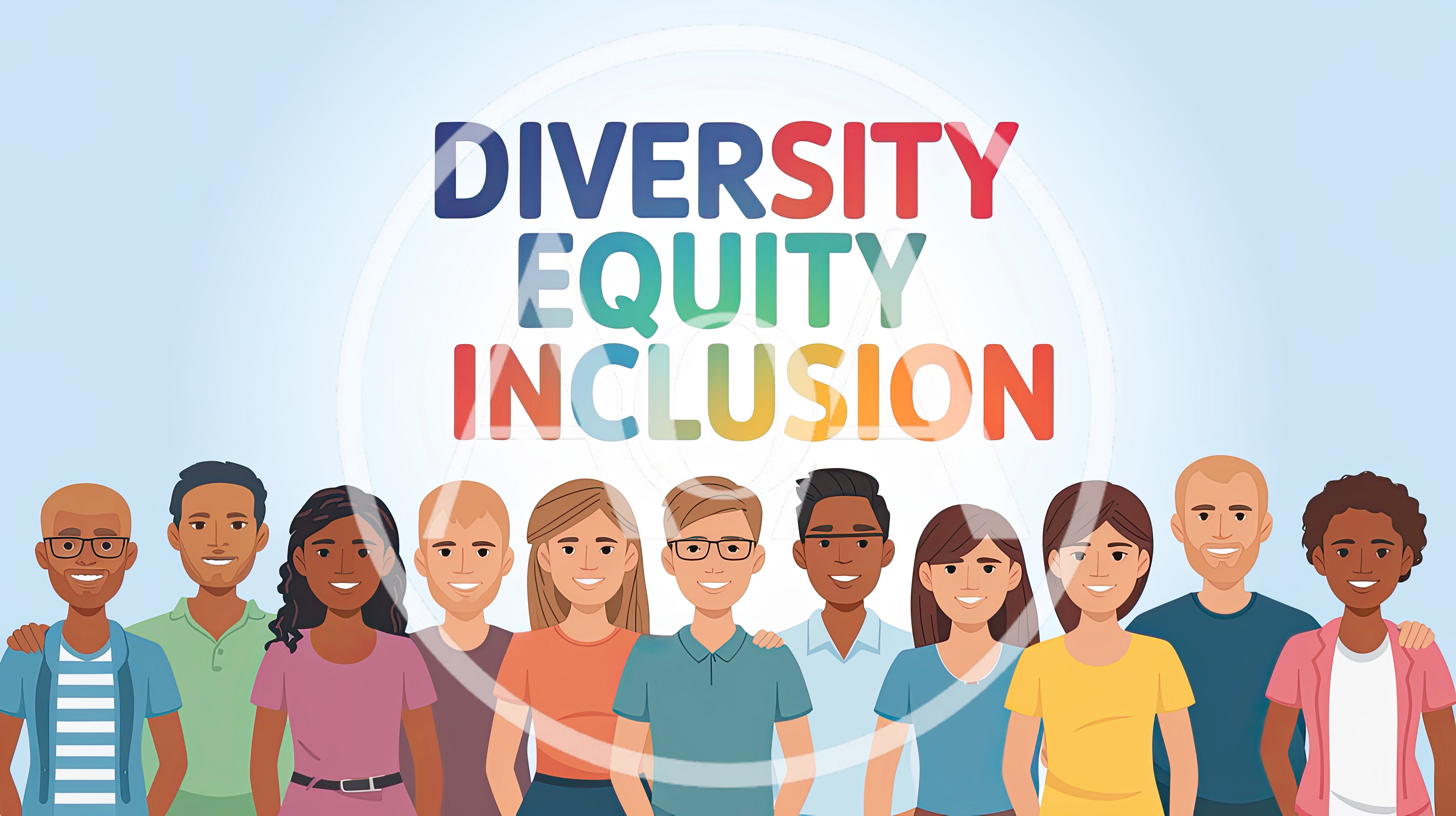 Diverse Group Of People Standing Together Under Diversity Text