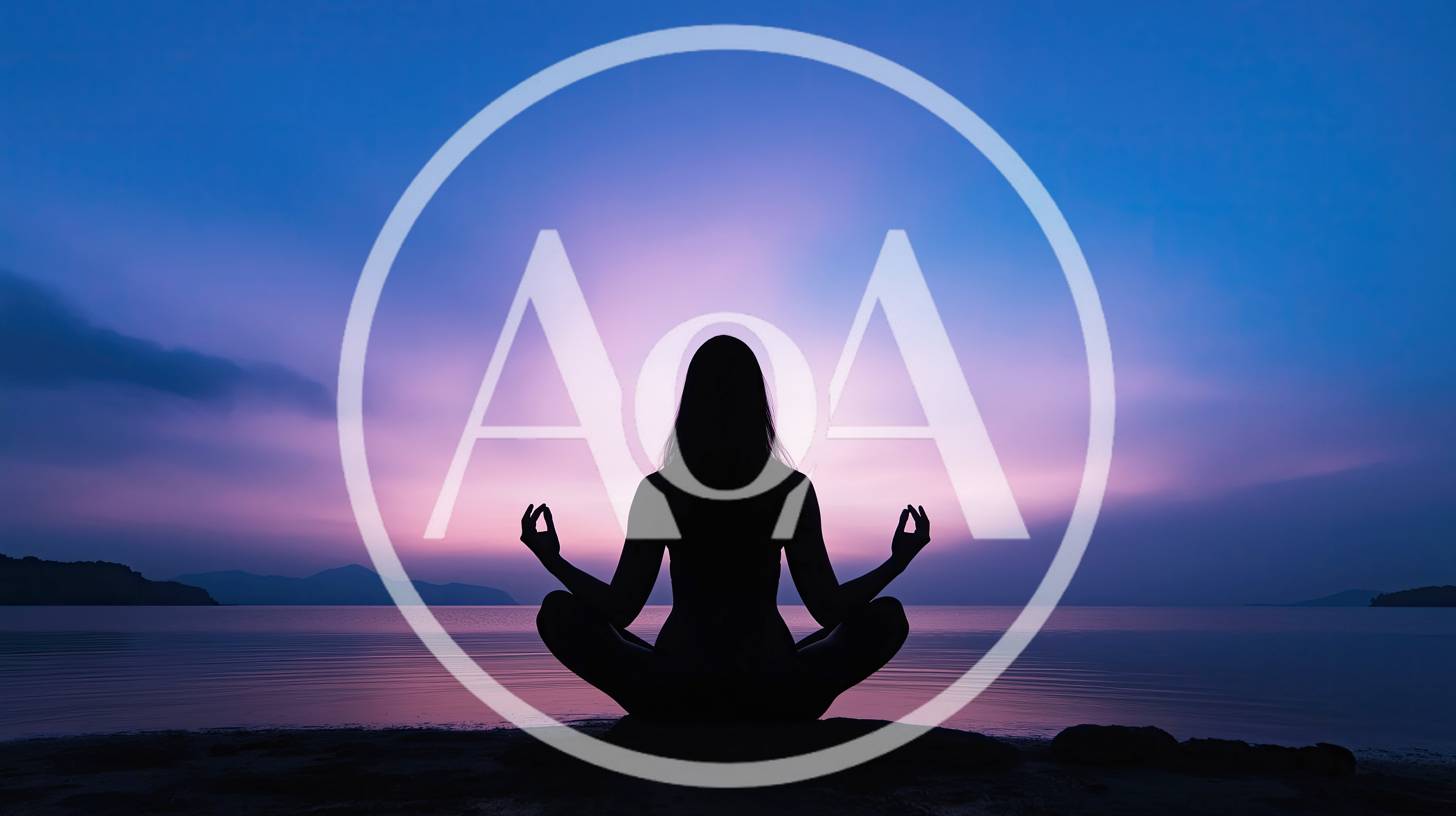 Silhouette of Woman Meditating on Beach at Sunset