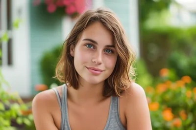 Portrait Of A Young Woman With Natural Makeup