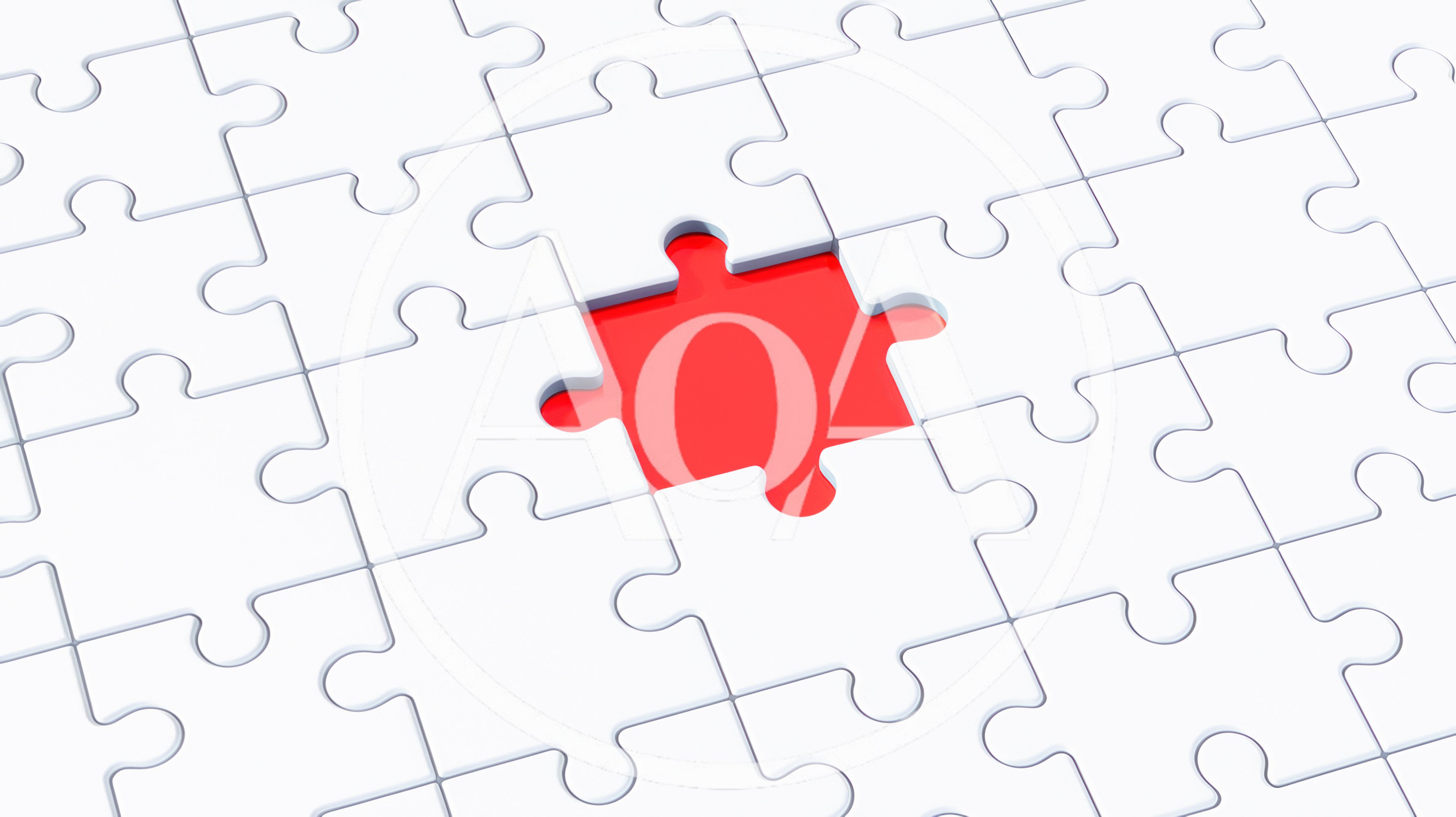Missing Puzzle Piece Revealing Bright Red Background