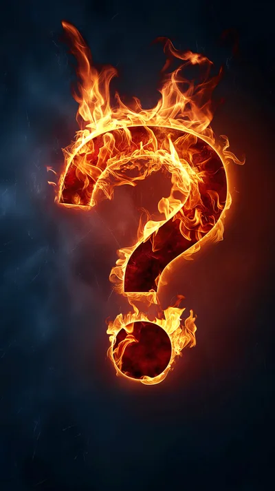 Burning Question Mark Symbol On Dark Background