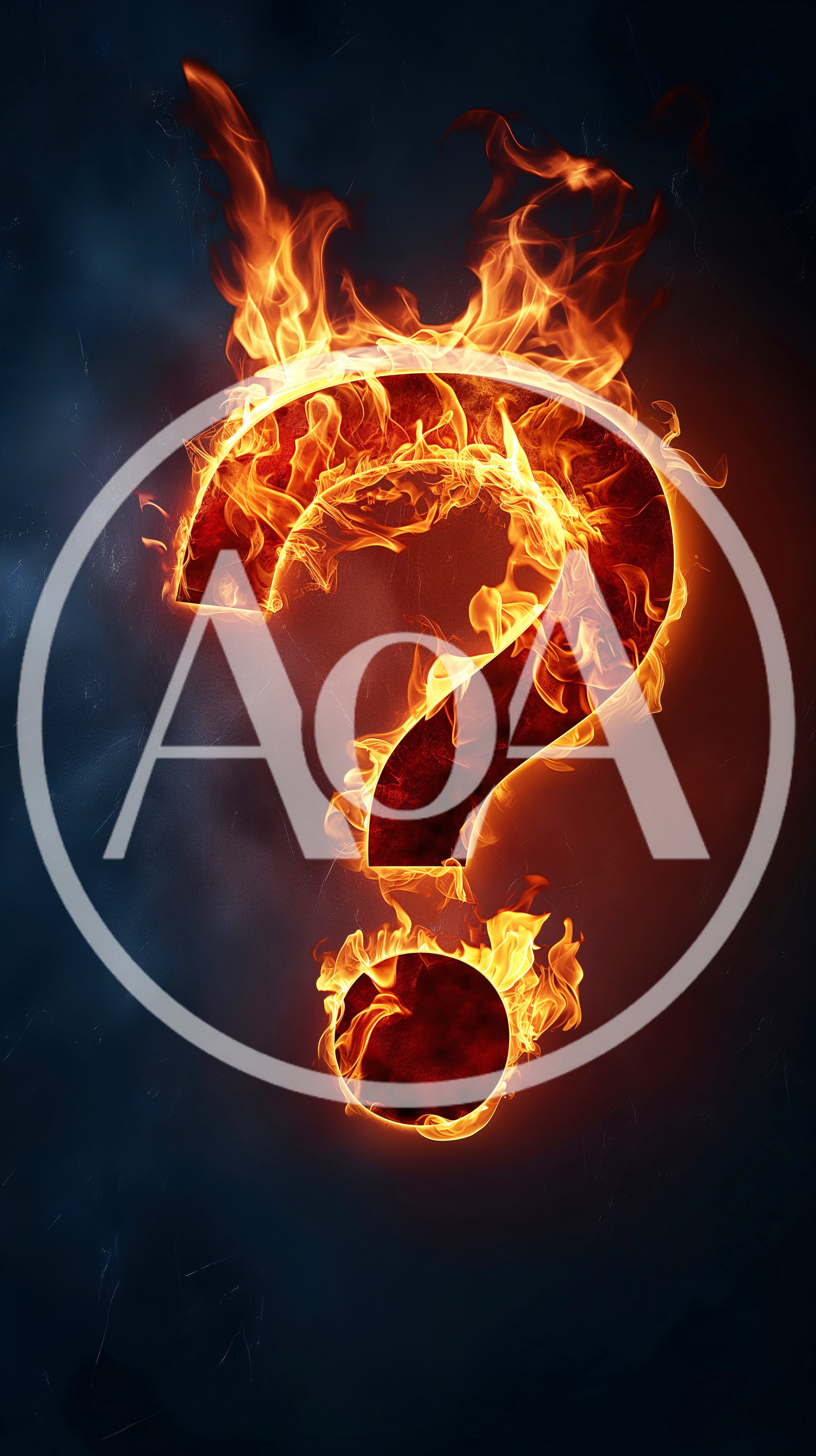 Burning Question Mark Symbol On Dark Background