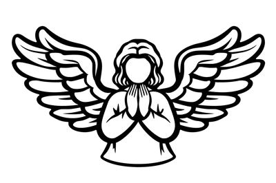 Black and White Line Art Angel Illustration