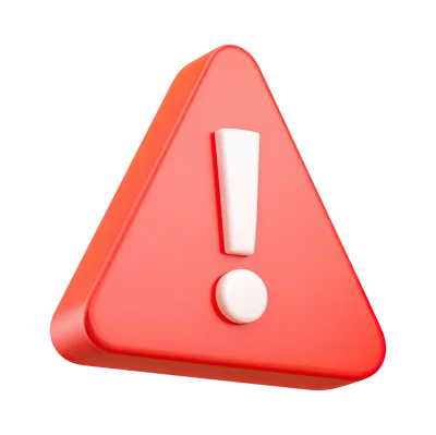 3D Rendered Red Warning Triangle With Exclamation Mark