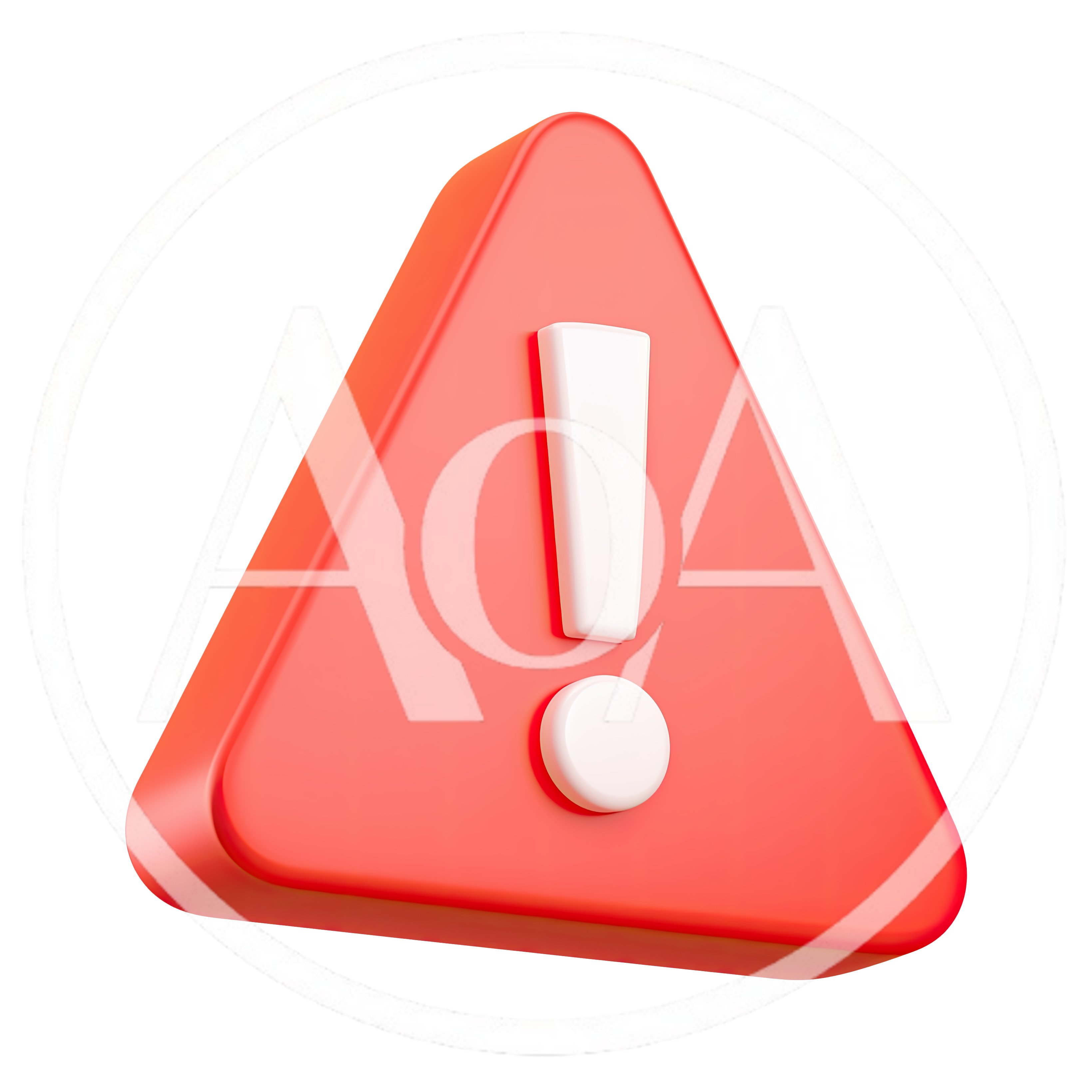 3D Rendered Red Warning Triangle With Exclamation Mark