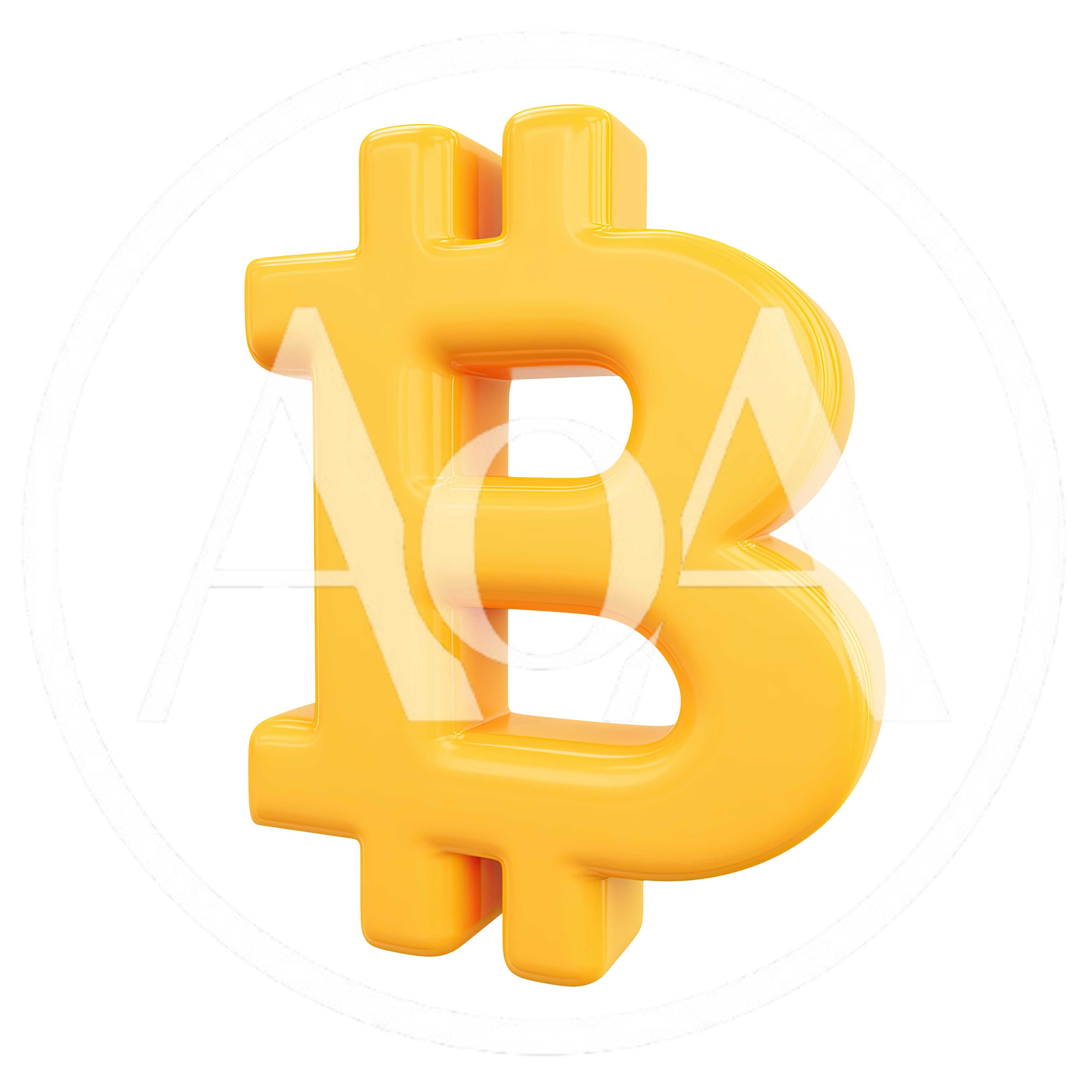 3D Rendered Yellow Bitcoin Symbol On Black Background