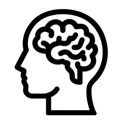 Minimalist Human Head Profile With Brain Icon