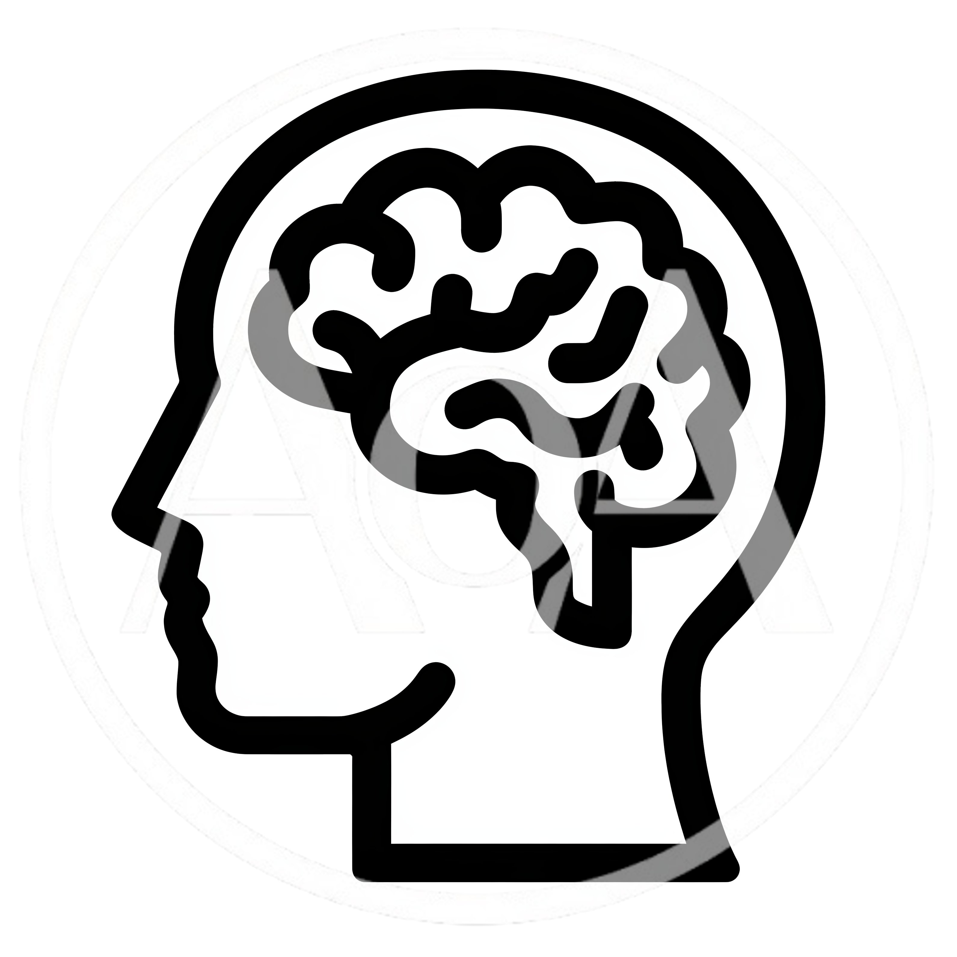 Minimalist Human Head Profile With Brain Icon