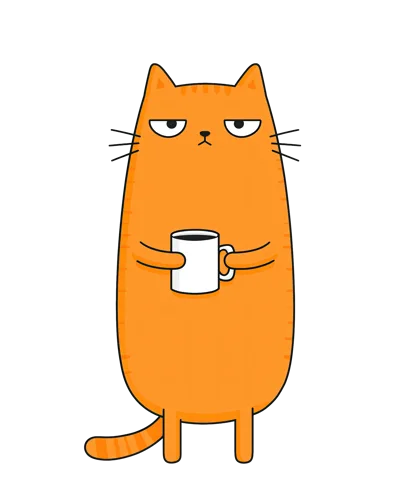 Grumpy Orange Cat Holding A Coffee Mug