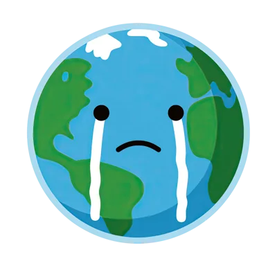 Crying Earth Cartoon Illustration With Sad Expression