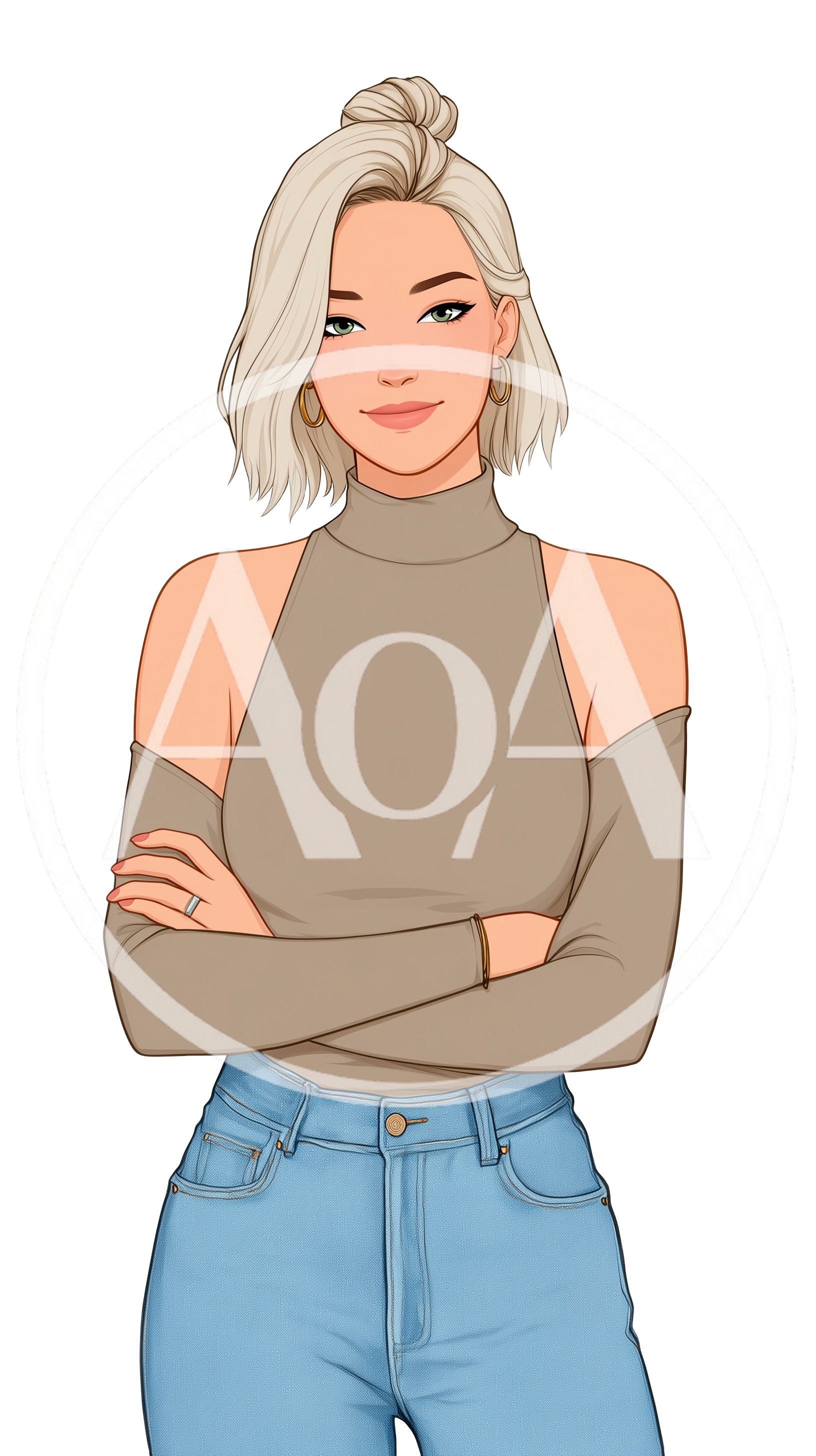 Digital Illustration Of A Stylish Blonde Woman