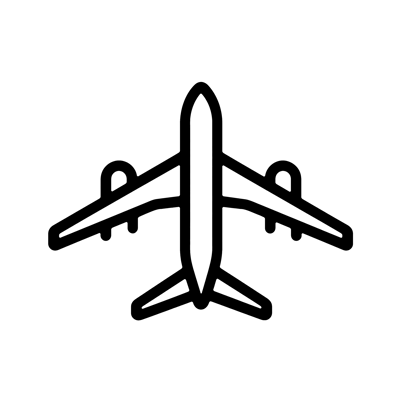 Minimalist Black Outline Icon Of A Commercial Airplane