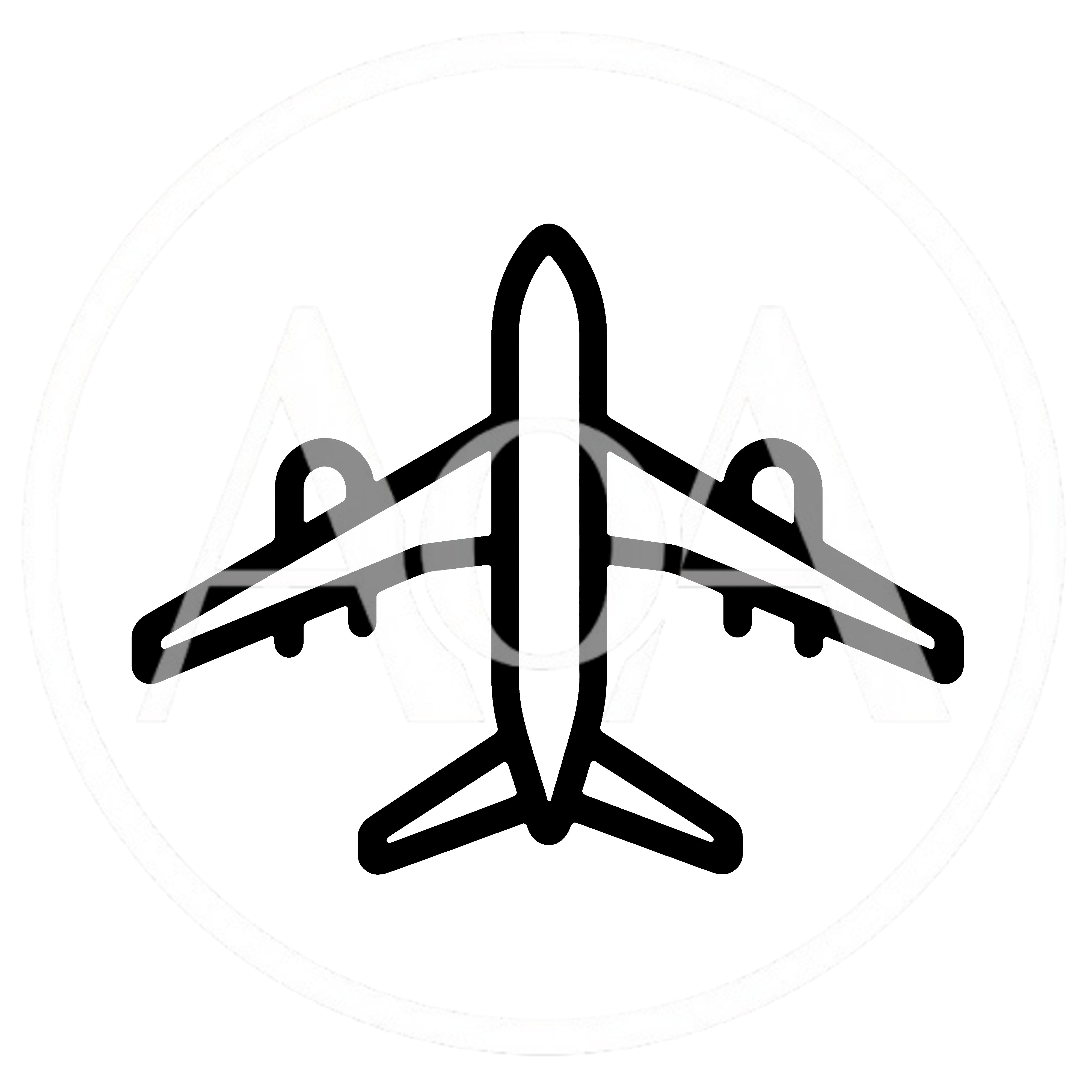 Minimalist Black Outline Icon Of A Commercial Airplane