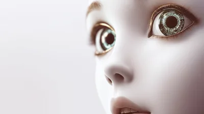 Close Up Portrait Of A Futuristic Android Face