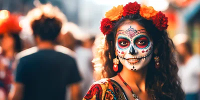 Young Woman With Day Of The Dead Makeup