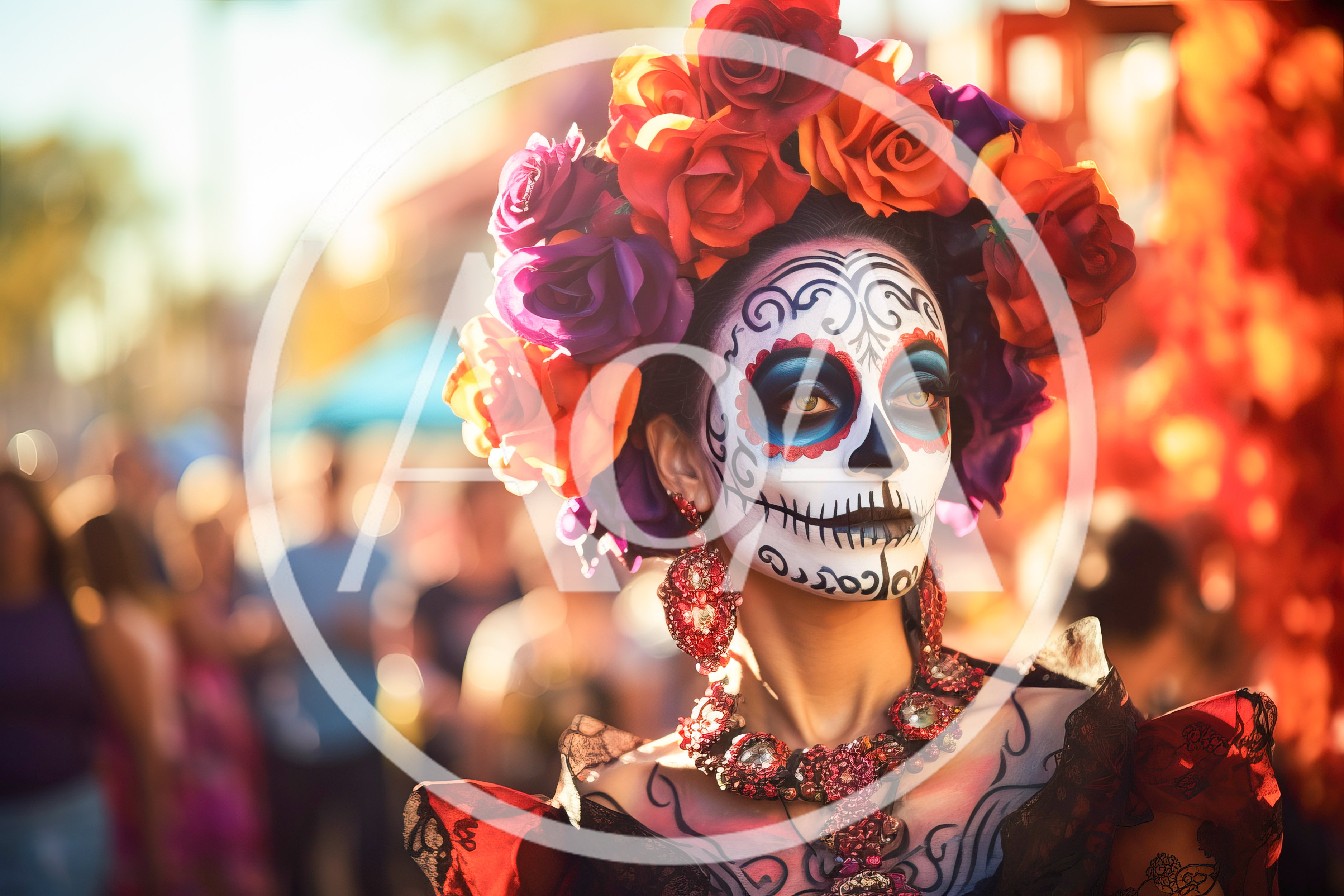 Woman Wearing Traditional Day Of The Dead Makeup