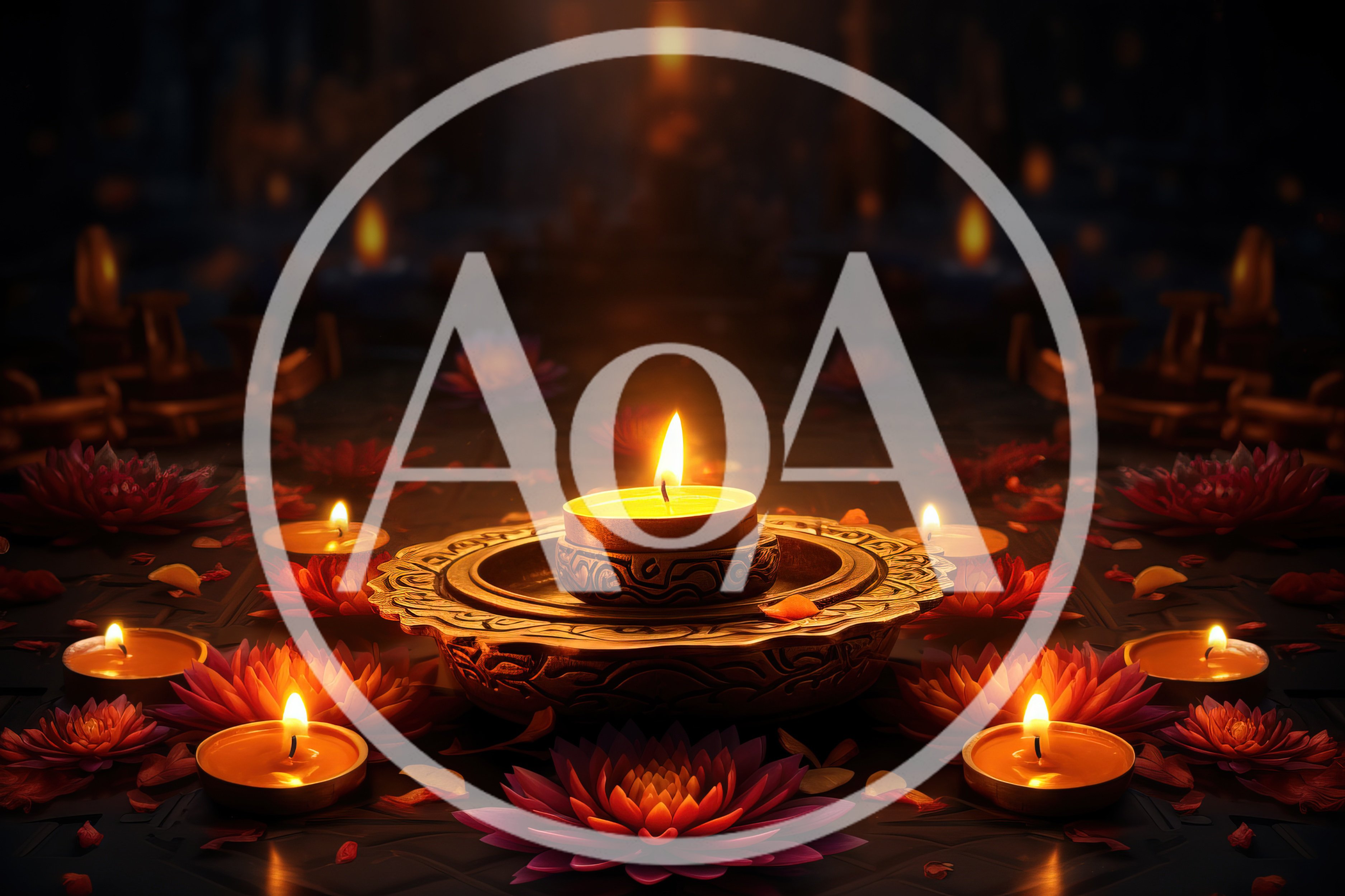 Diwali Celebration With Lit Diyas And Lotus Flowers