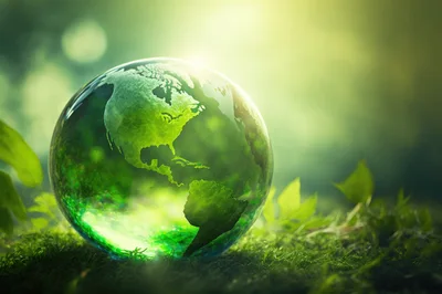 Glass Globe Resting On Lush Green Grass