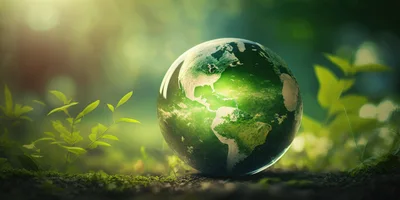Glass Earth Globe Resting On Forest Floor