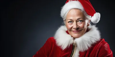 Portrait Of A Smiling Senior Woman In Santa Costume