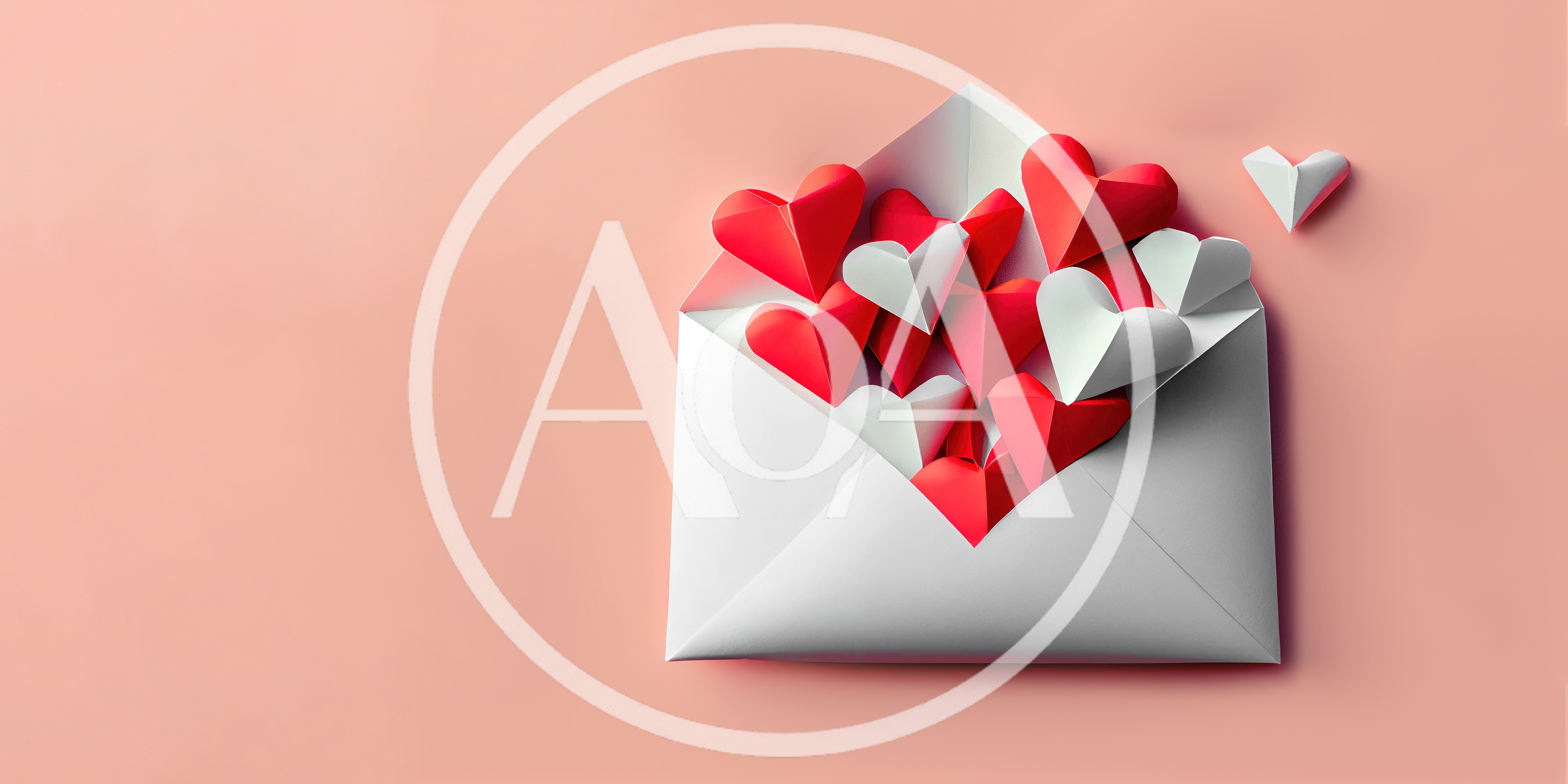 Paper Hearts Inside An Open White Love Letter Envelope