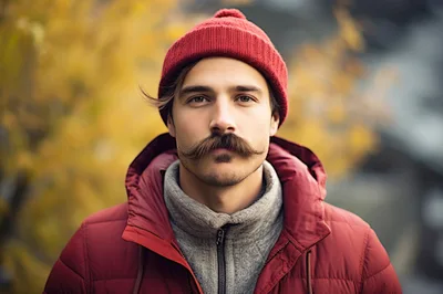 Portrait Of A Man With A Mustache In Autumn