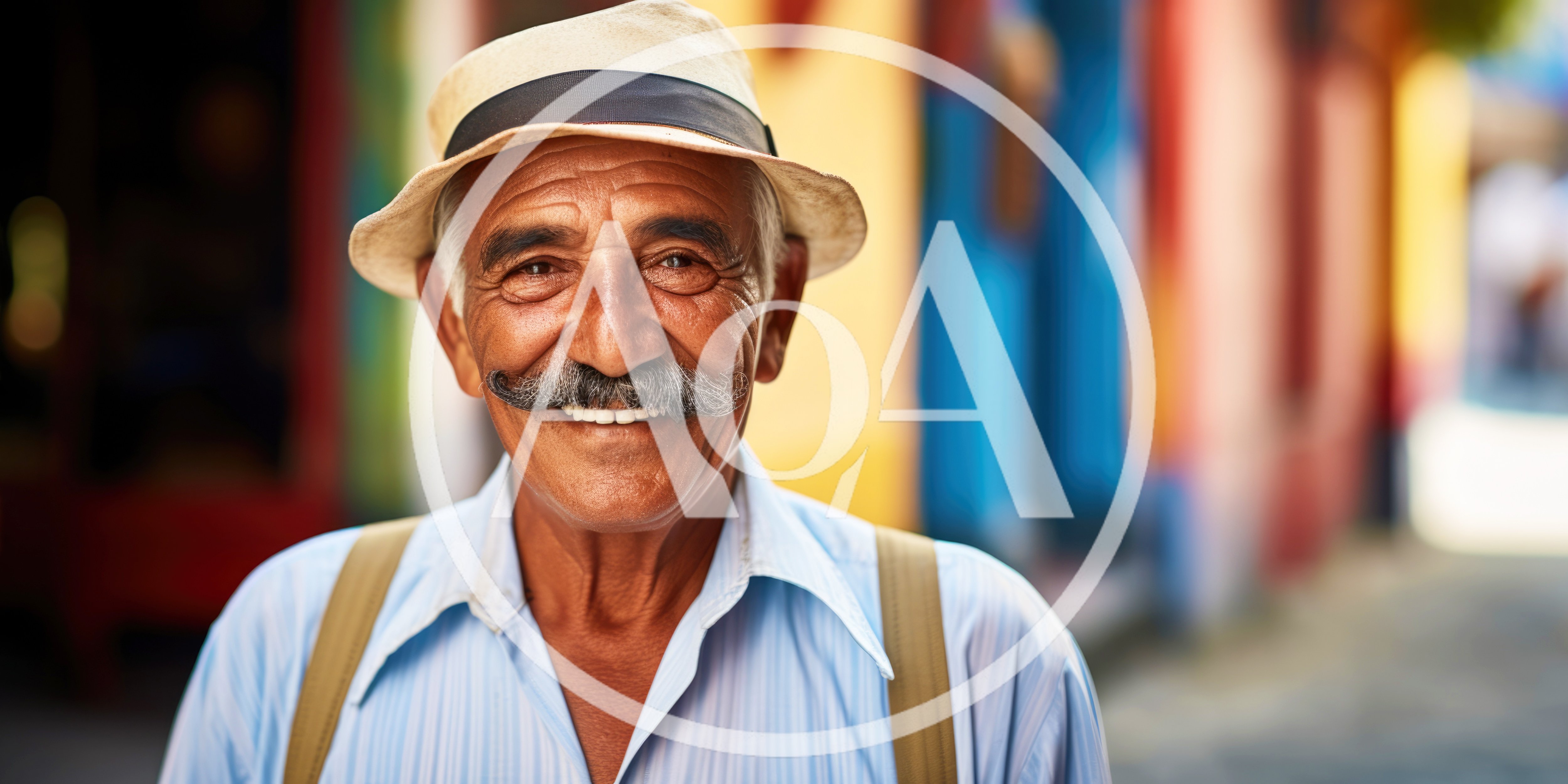 Portrait Of A Smiling Elderly Man With Mustache