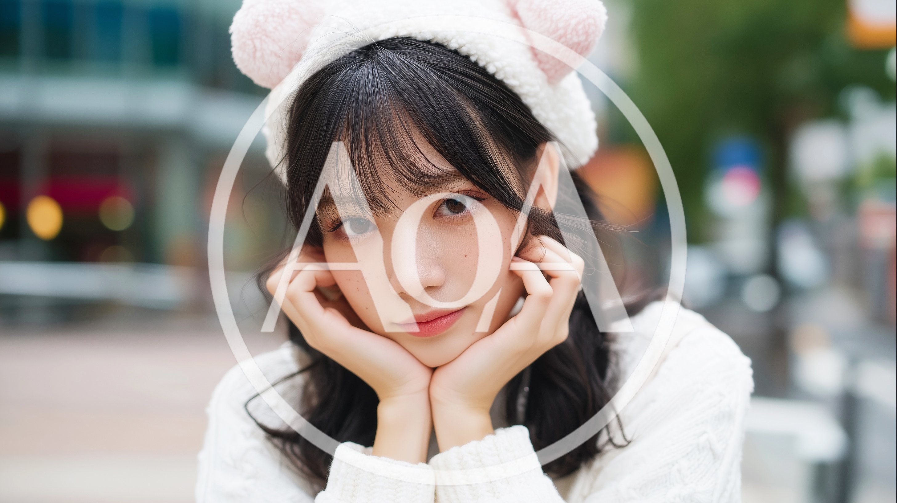 Young Asian Woman Wearing Cute Animal Ear Headband