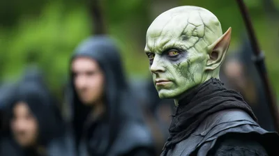 Green Skinned Fantasy Creature With Pointed Ears