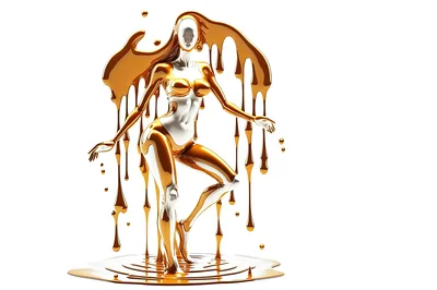 Abstract Golden Liquid Sculpture Of A Dancing Female Figure