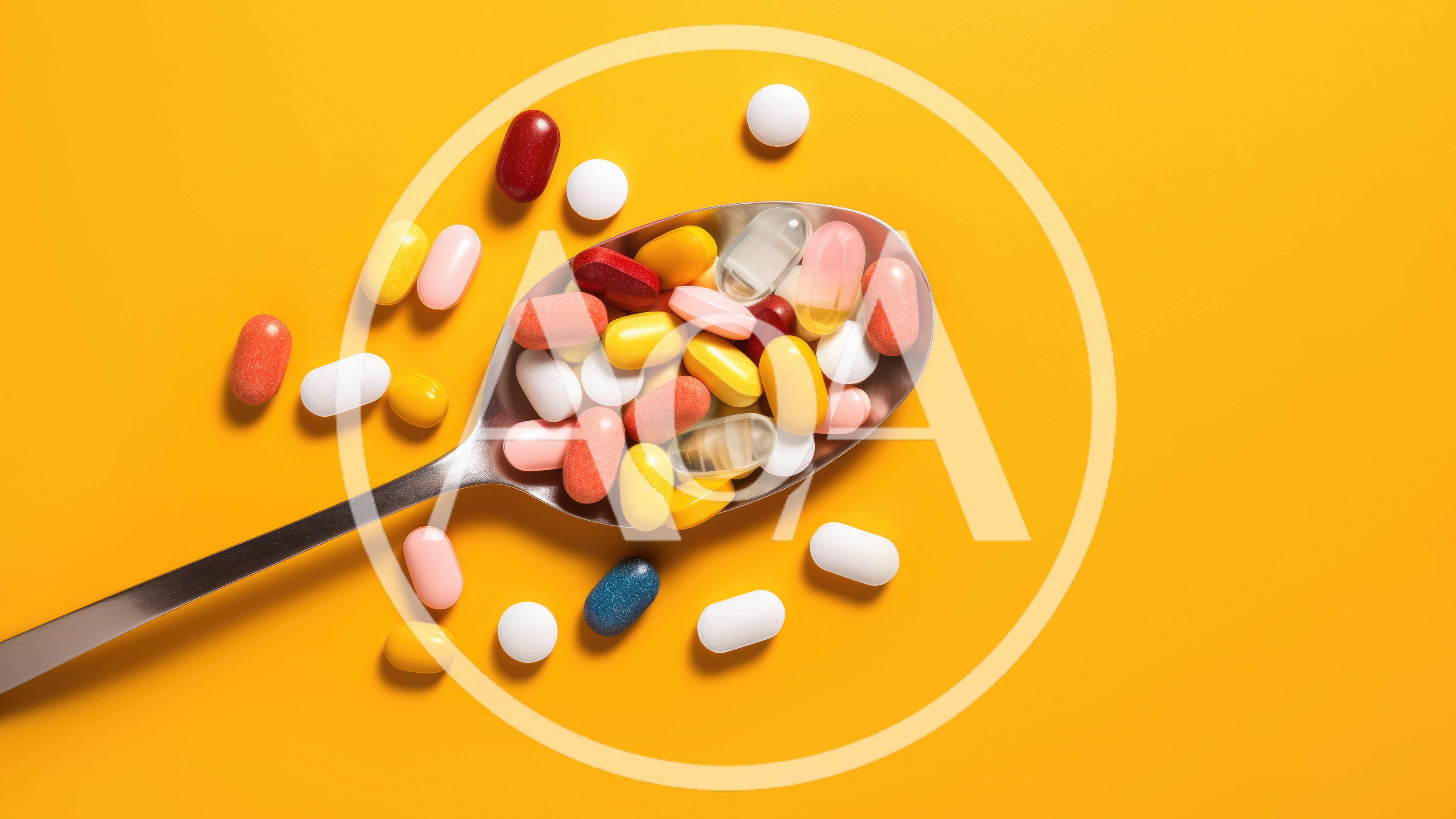 Assorted Colorful Pills and Capsules on a Metal Spoon