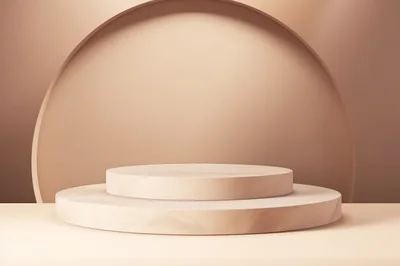 Minimalist Beige Marble Product Display Podium