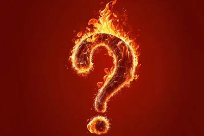Burning Question Mark Symbol Engulfed In Intense Flames