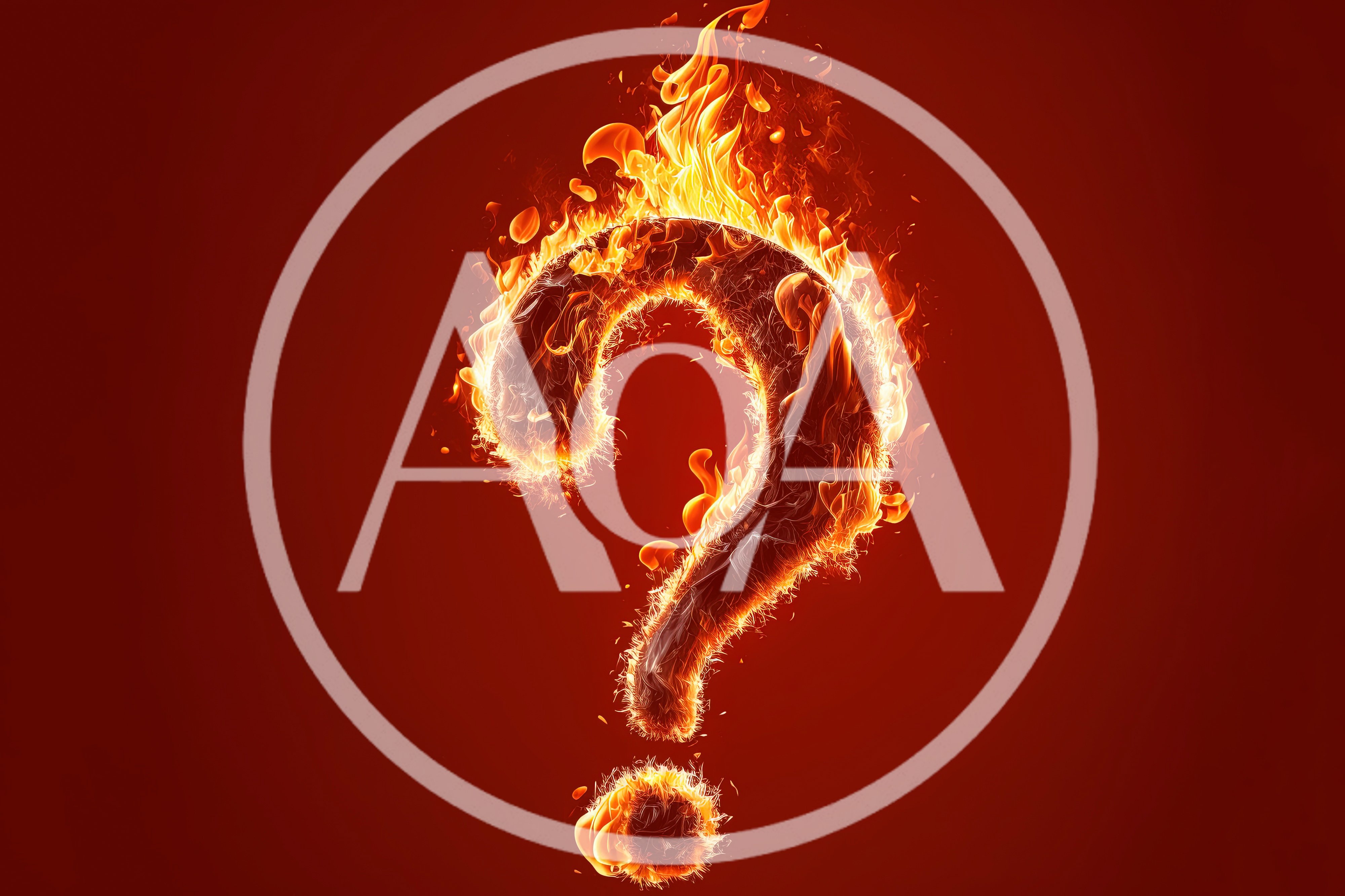 Burning Question Mark Symbol Engulfed In Intense Flames
