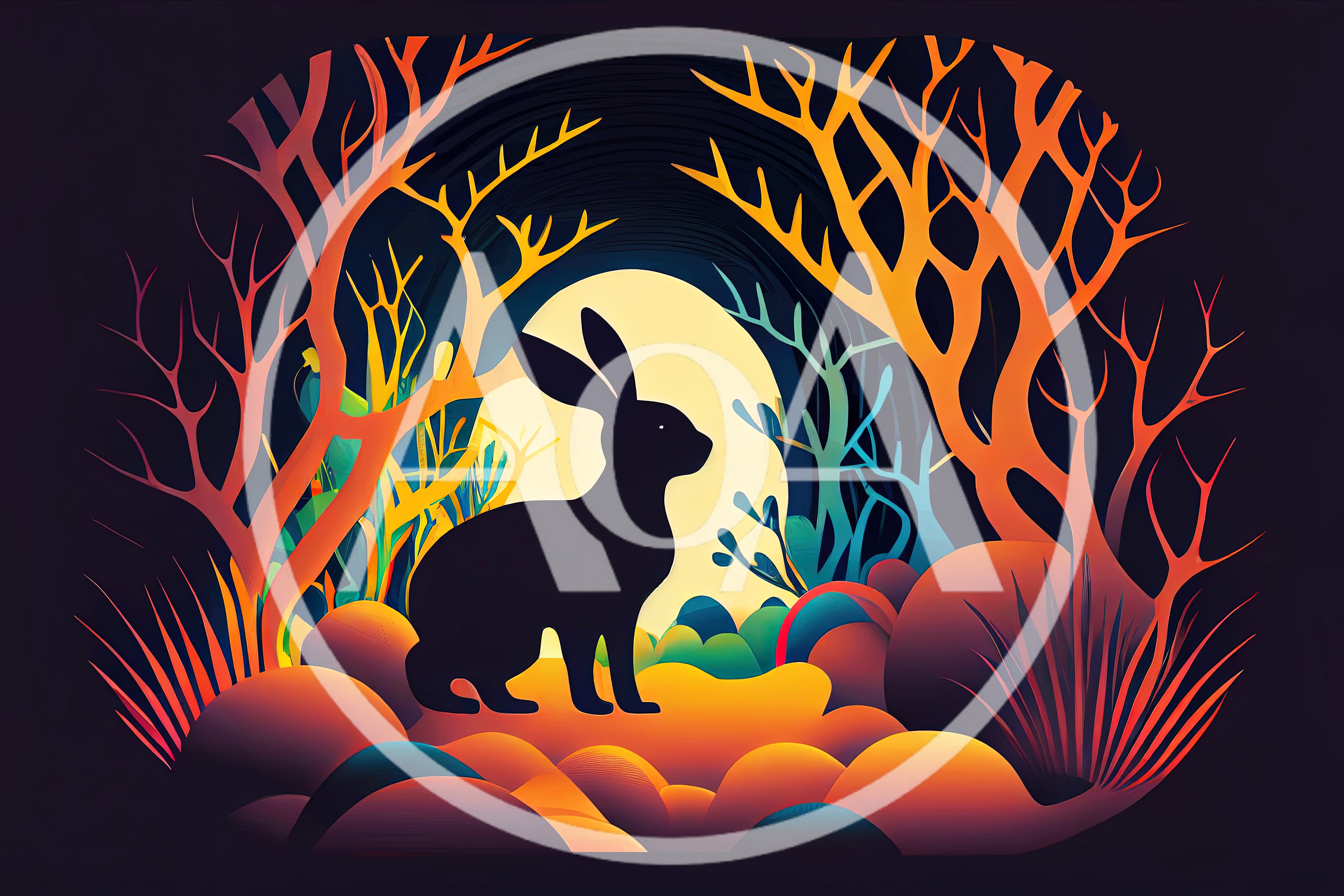 Silhouette Of A Rabbit In A Magical Forest
