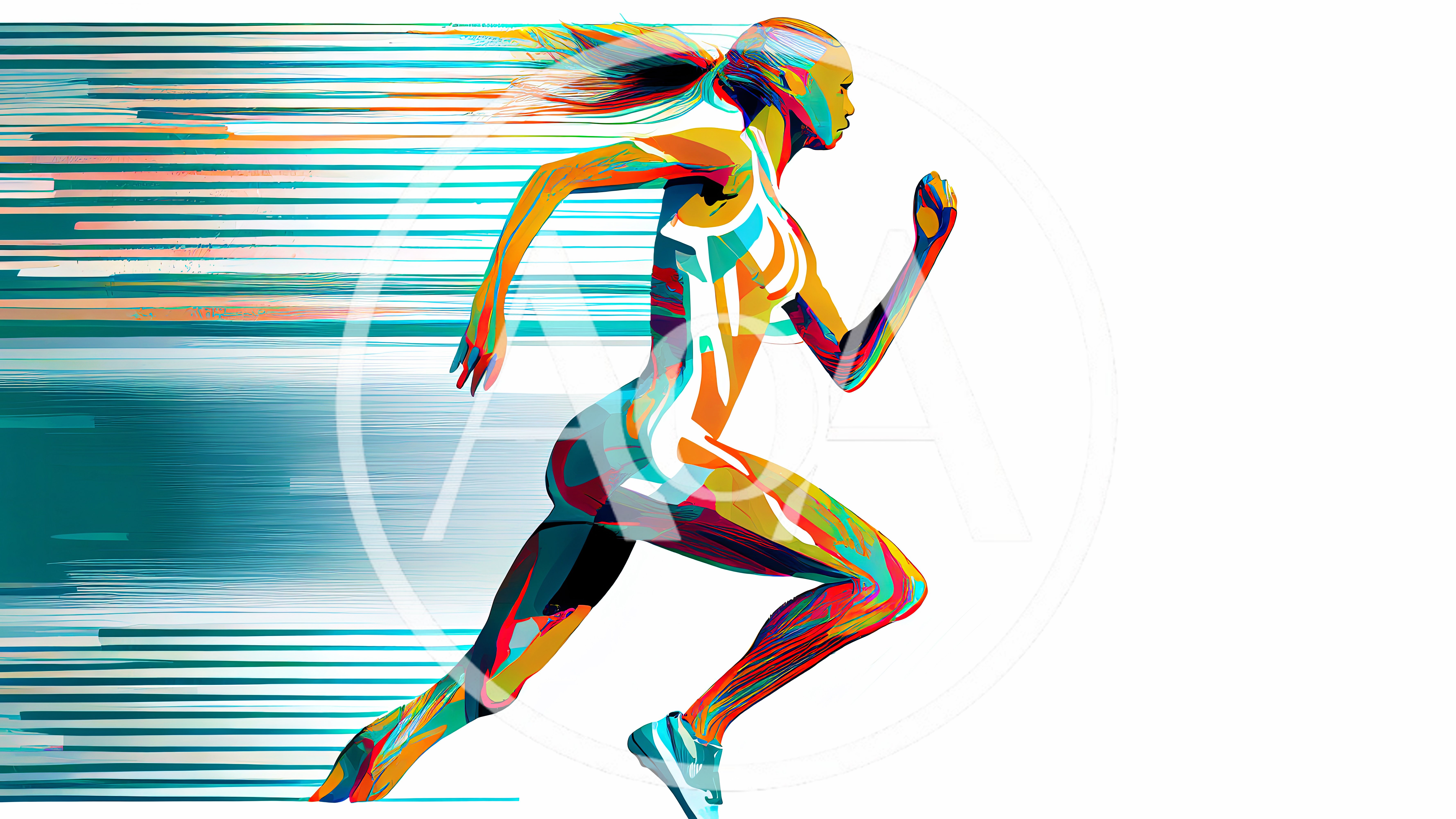 Abstract Digital Illustration Of A Female Sprinter Running
