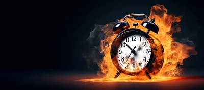 Burning Alarm Clock Engulfed In Intense Fire