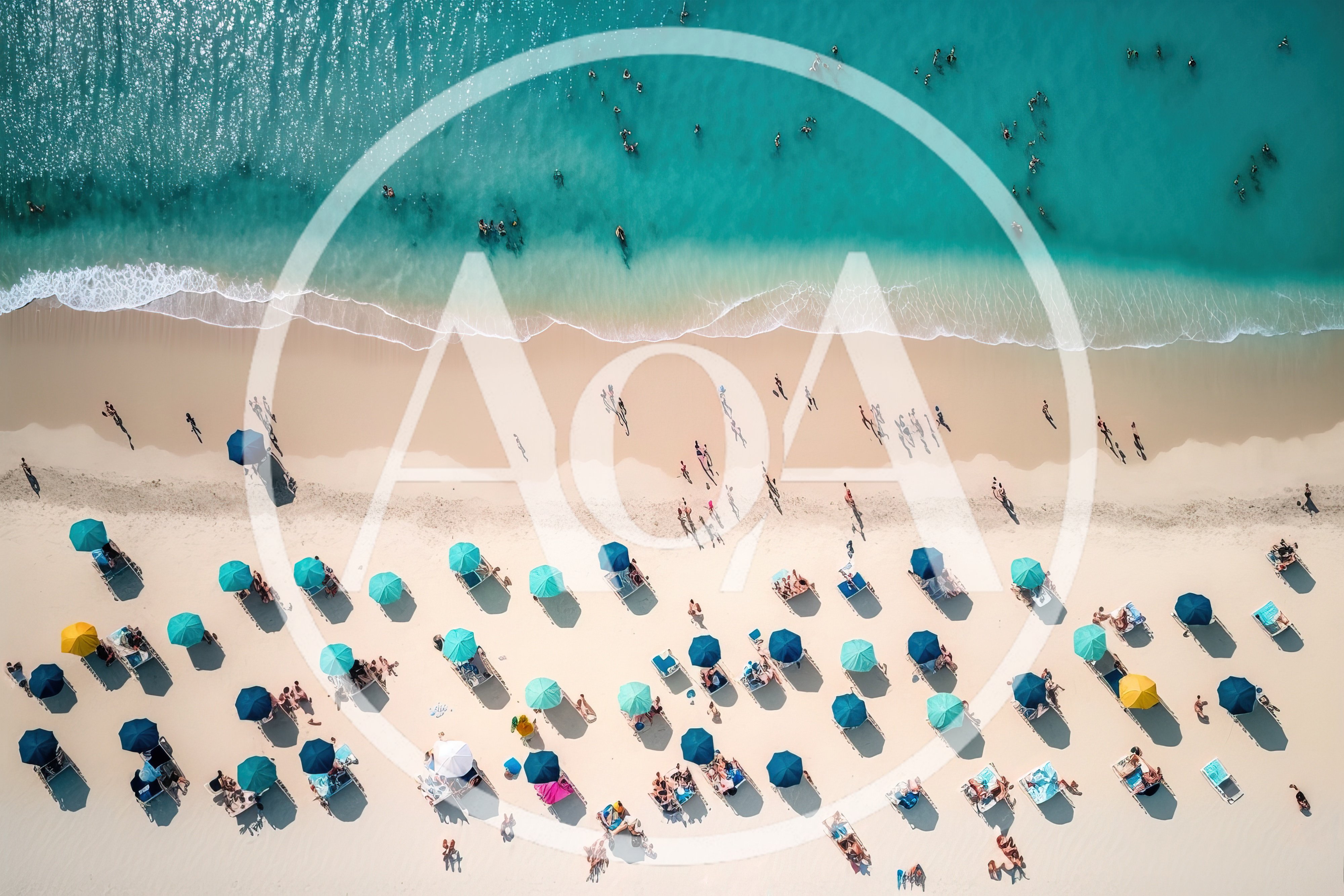 Aerial View Of A Crowded Tropical Beach