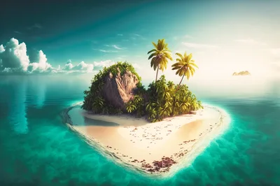 Aerial View Of A Tropical Deserted Island