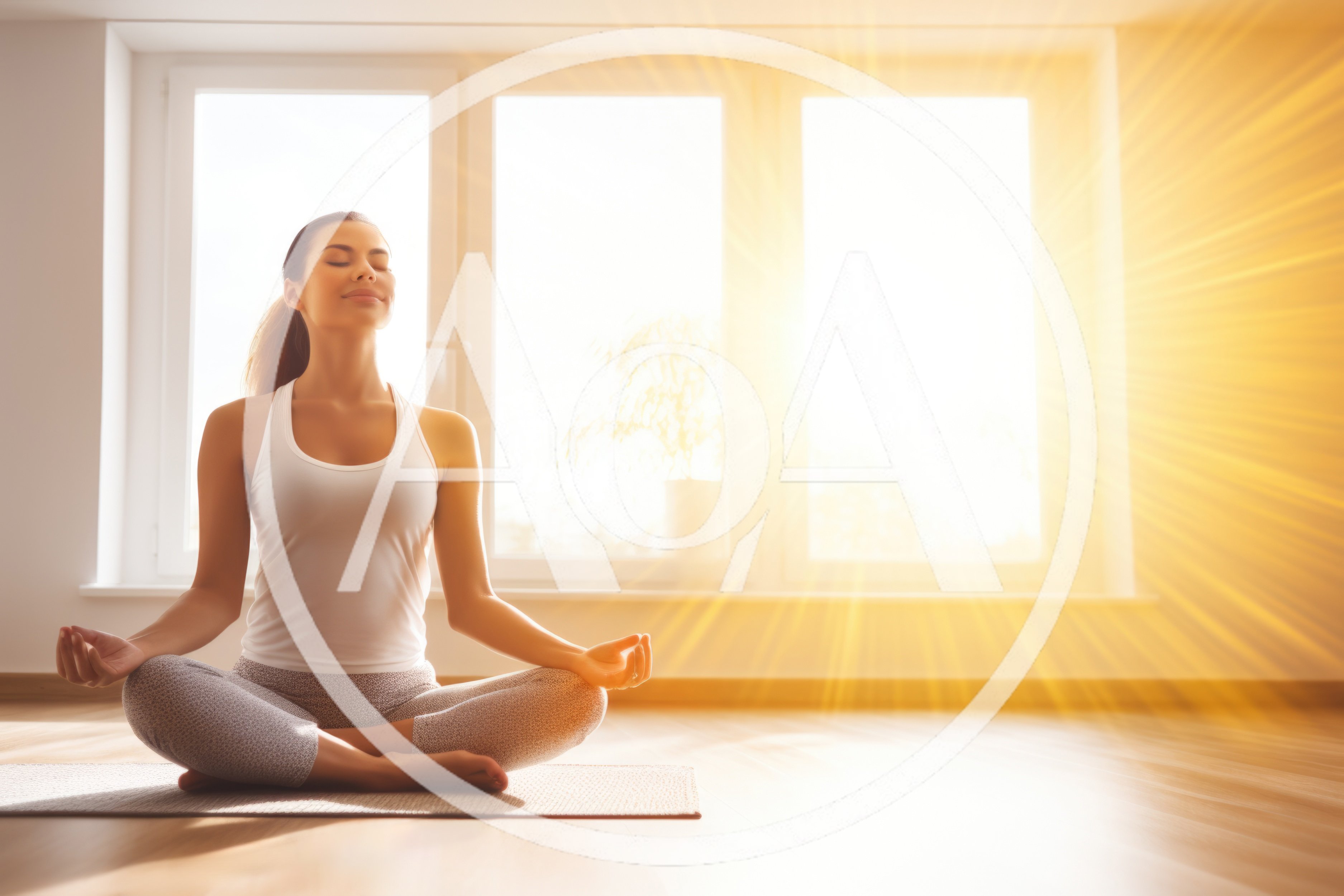 Young Woman Meditating In Lotus Position At Home